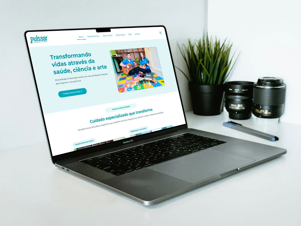 Projeto Pulssar - branding, identidade visual e website para clínica de fisioterapia e musicoterapia